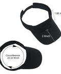 Sport Sun Visor Baseball Cap Adjustable Empty Top Cotton Hat For Men And Women Dark Black UV Protection Lightweight