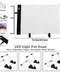 Diamond Painting Light Pad Kit A4 With LED Tracing Box and 5D Tool Set, features adjustable LED pad stand angles and USB adapter shown.