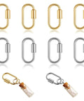 Ten Pack Screw Carabiner Lock Charms For DIY Jewelry Making Gold Tone Small Locking Carabiners Necklace Clasp Hooks And Key Ring