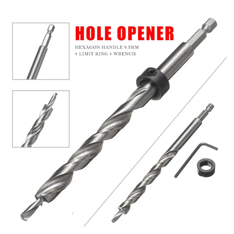 Hex Shank Twisted Step Drill Bits Set For Pocket Hole Jig And Woodworking Power Tools End Milling Side Milling And Finishing Drill Bits With Handy Wrench Tool For Pro Grade Projects, 9.5mm hex handle