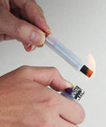 Hands demonstrating Copper Head Weld Brushes For Weld Seam Bead Polishing And Joint Cleaning Aluminum Passivation And Pickling Electrolytic Cleaning Acid Scrubbing Carbon Fiber Brush Heads 6 8 10 mm Shank Size Set For Pro Grade Welding Tools with flame.