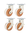 Four Pack 2.5 Inch Wood Grain Swivel Casters With Brake for quiet furniture mobility, silent rolling wheels, hardwood or carpet