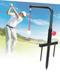 Iron Swing Training Tool Golf Practice Gear For Accurate Posture And Swing, portable outdoor swing trainer shown in use by golfer