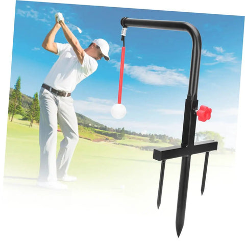 Iron Swing Training Tool Golf Practice Gear For Accurate Posture And Swing, portable outdoor swing trainer shown in use by golfer