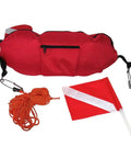 Spearfishing Torpedo Buoy With High Visibility Flag, 25m Nylon Line, PVC Bladder, Rugged Hydrodynamic Float For Scuba And Snorkeling