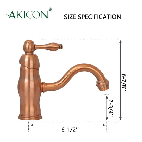 Copper Single Hole Bathroom Basin Faucet, Solid Brass Mixer Tap For Hot And Cold Water, Drip Free Ceramic Cartridge