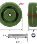 Front view of NINOSO high-temperature caster wheel, 4-inch diameter x 1.5-inch wide, epoxy resin, 5/16-inch bore; 2-pack