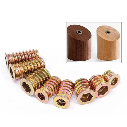 Rock Solid 188 Piece Hex Socket Nuts And Wrench Drill Bit Set showing zinc coated hex stoppers and connecting wood pieces.