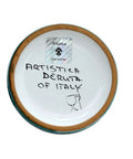 Bottom view of handcrafted Italian ceramic coffee storage canister featuring the classic Orvieto blue rooster pattern.