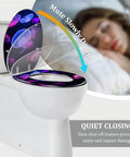 Elongated Toilet Seat Resin Quiet Close for Bathroom with jellyfish design, featuring quiet closing mechanism and adjustable hinges.