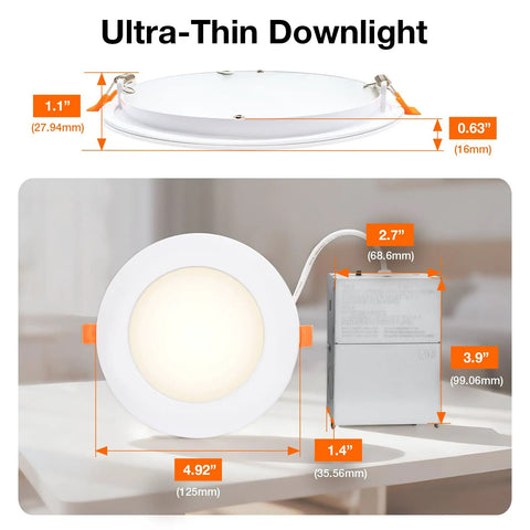 Slick 4 Inch Recessed Led Can Lights, Wet Rated Downlight Fixtures With Easy Color Temperature Switching, Dimmable Bright Bulbs That Bring Serious Style To Kitchens And Bathrooms, Pack Of 6