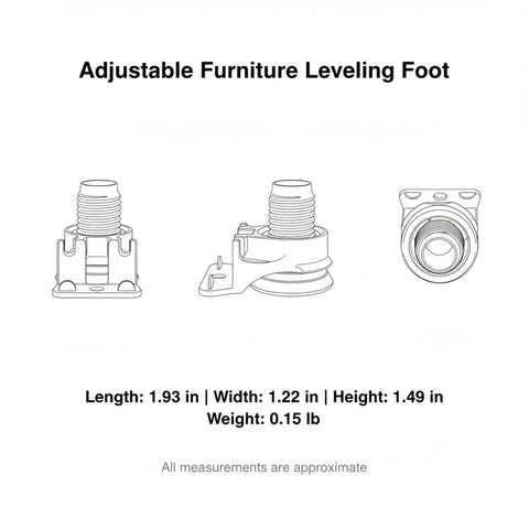 Adjustable Furniture Leveling Foot With Gold Finish Steel Leg For Cabinets And Wardrobes On Uneven Floors 5mm Screw 1 Pack diagram