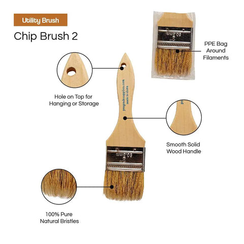 Straight Up Great 2 Inch Disposable Chip Paint Brushes 24 Pack With Tough China Bristles And Solid Wood Handles, featuring smooth wood handle.