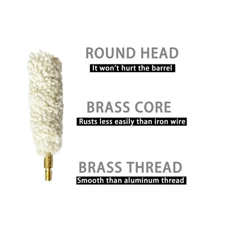 50 Cal Bore Mop Kit With Nylon Bore Brush And Brass Jag, 8-32 Brass Thread, Round Head, Safe For Your Rifle Bore, Gun Cleaning Set