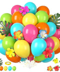 Colorful Tropical Balloons Pack 12 Inch Set With Jungle Leaves And Floral Accents For Birthday Parties Baby Showers Luaus