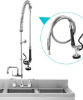 Pre Rinse Hose With Spray Valve 44 Inch Flexible Stainless Steel Hose And Sprayer Nozzle Head Replacement Kit for commercial sink