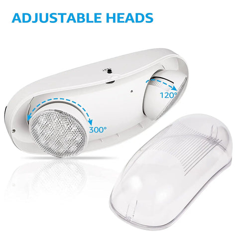 LED Emergency Light With Battery Backup, Wet Location Ready, 2 Adjustable Heads, UL Listed, 120/277V, IP65 Waterproof, White Finish