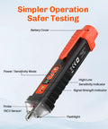 Non Contact Voltage Tester Pen With Dual Sensitivity 12-1000V And 48-1000V Live And Neutral Wire Detector with labels.