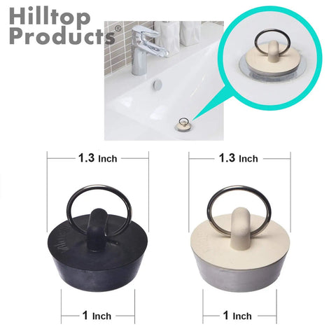 Diagram of Four Pack Stainless Steel Sink Strainers With Rubber Stopper Plug Set Fits 2.125 Inch Top Diameter And 1 Inch Basket