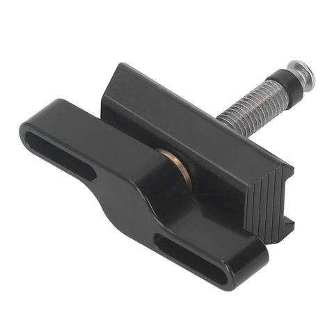 Folding Bike Hinge Clamp, Aluminum Alloy, Black Anodized Finish, Precision CNC Machined, detailed view of clamp