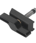 Top Grade Folding Bike Hinge Clamp Made From Lightweight Aluminum Alloy With Smooth CNC Machined Black Anodized Finish, close-up view.