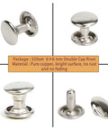 Professional Silver Stainless Steel Double Cap Rivets For Leather Wallets Bags 320 Pack, 6mm durable copper fasteners.