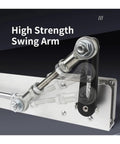 Rock Solid Electric DC Telescopic Linear Actuator Dead Simple Reciprocating Motorized Cylinder showing high strength swing arm with metal components.
