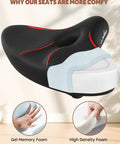 Cross-section of Extra Wide Comfort Bike Seat For Men And Women Pain Free Rides With Ergonomic Design And Ventilation Holes.