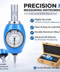 3D Edge Finder for CNC Machines Portable Accurate Universal Probe Locator Tool with insulated probes, aluminum body, wooden case.