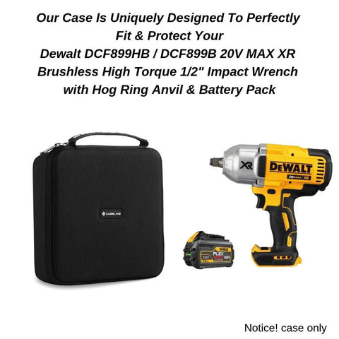 Custom Molded EVA Hard Case For DeWalt 20V Max XR DCF900B DCF899HB DCF899B DCF899P1 DCF899P2 Impact Wrenches storage shown with wrench