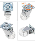 4 Pack 2 Inch Transparent Silent Universal Casters Crystal Wheels For Office Chair And Small Cart Smooth 360 Degree Rotation Noise Free Glide Easy