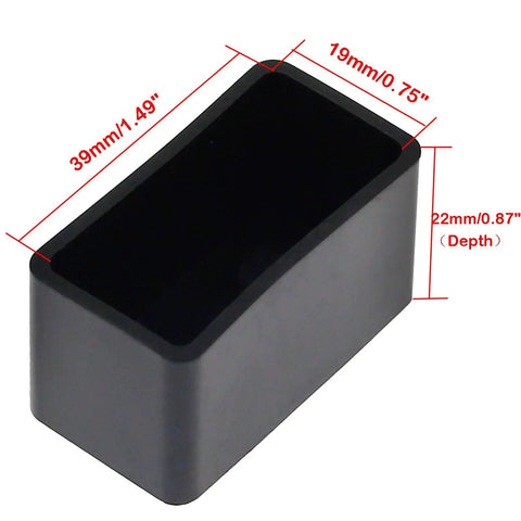 20 Pack Rectangular Rubber Furniture Leg Caps For Chairs Tables Sofas And Beds 3/4 By 1-1/2 Inches Vinyl Flexible Floor Protectors