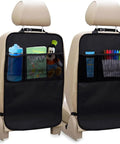 Backseat Car Seat Protector And Organizer Set Waterproof Kick Mats For Kids 2 Pack With Built In Storage Pockets installed on seats