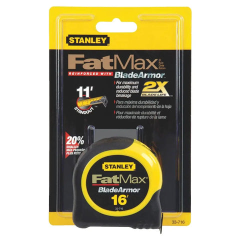 Fat Max 16 Ft Tape Measure With 1 1/4 In Blade, ABS Case, Power Return, Black, 6 Pack product package front view