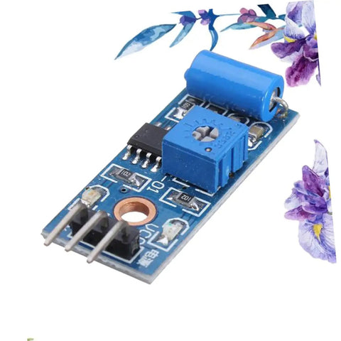 Motion Detection Vibration Sensor Module Alarm Switch with Alertor for DIY Security Systems 1 Piece High Sensitivity Vibe Sensor Drive Easy Connect Versatile Motion Alarm Module for Home Office and Industrial Use, blue PCB with trimmer and pin header