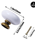 Slick Round Ceramic Cabinet Knobs With Antique Brass Base, Old School Drawer Pulls For Dressers And Closets, Chip Resistant White Glaze, 2 Pack Deal That Genuinely Flips Your Room Vibe Now, 1.3in ceramic knob with brass base.