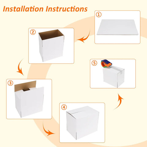 Pack Of 40 5x5x5 White Corrugated Shipping Boxes For Mailing And Packaging assembly instructions shown step by step