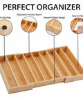 Expandable Bamboo K Cup Holder Drawer Organizer For Coffee Pods And Tea Bags Flexible 12.6 To 21.6 Inch Pod Storage Tray