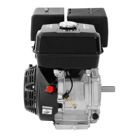 Beefy 15HP 420cc Gas Engine With Horizontal Shaft, 4 Stroke OHV Industrial Grade Replacement, black engine with visible shaft.