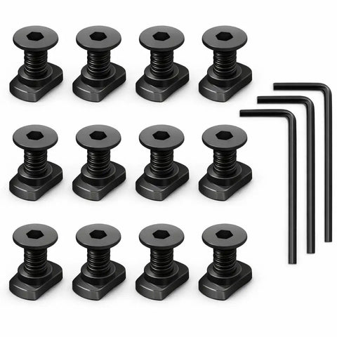 Mlok Rail T Nut Replacement Screws 10 Pack Kit With Self Locking Thread Pads, black chromoly steel screws with wrenches.