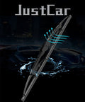 Heavy Duty Metal Frame Windshield Wiper Blades All Season Pair U Hook Adapter shown with sleek design and water spray effects.
