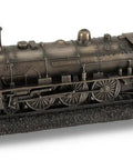 10.5 Inch Steam Locomotive Engine Cold Cast Resin Statue In Antique Bronze Finish Steampunk Decor For Home Office Shelf Gift For Train Fans And Collectors Dope Showpiece For Your Rail Nerd Vibe displayed on a shelf