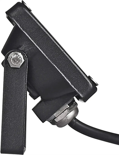 Side view of JUDYSSY 10W Led Flood Lights with black aluminum housing and mounting bracket for security lighting.