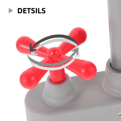 Close-up of red handle on Straight Up Realistic Kitchen Faucet Toy For Kids Pretend Play Sink Accessories, safe for little hands.