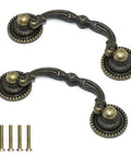2 Pack Antique Drawer Pulls In Vintage Bronze Finish With 3 Inch Center Hole Spacing Rustic Zinc Alloy Cabinet Handles and screws