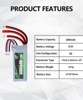 Beefy 11.1V 600mAh 3S LiPo Battery for RC Cars, Trucks, Drones with JST PH2.0 MX2.0 Connectors, SCX24 FCX24 Upgrades, Product Features