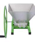 Manual Seed Spreader for Small Farms and Gardens, adjustable seeder with sturdy metal frame and large stainless steel hopper, non slip feet