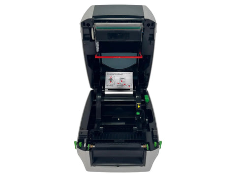 Open view of MACH1 300 Thermal Transfer Label Printer 300 DPI USB Ethernet Serial And AC Adapter for shipping labels setup