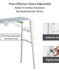 Portable Folding Scaffolding System With Multipurpose Work Platform Scaffold Tower Ladder Stool And Work Bench Galvanized Steel Construction 882 Lb Load Rating No Assembly Required adjustable legs and joints detail