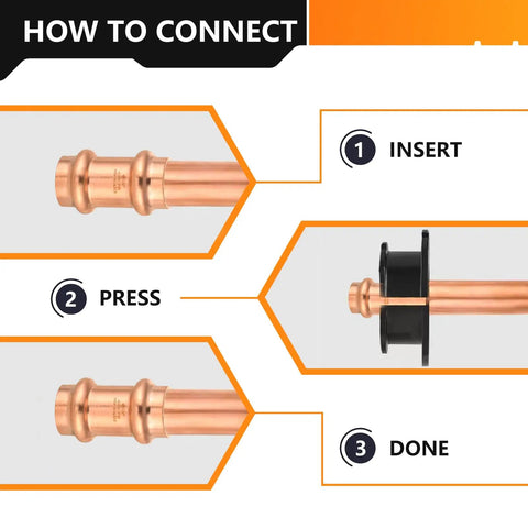 How to connect Twenty Pack One Inch Copper Press Union Couplings Lead Free Quick Connect Plumbing Fittings step by step.
